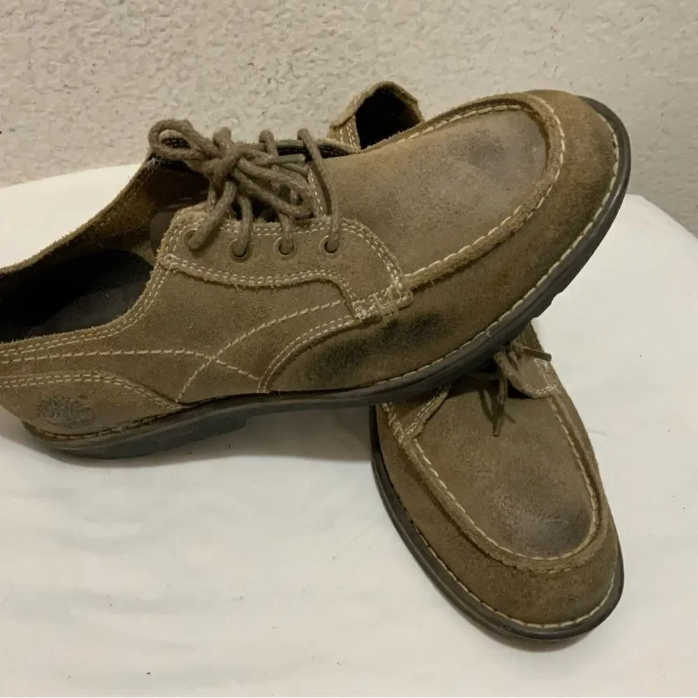 Timberland EarthKeepers 3311A Taupe Suede Moc Toe Loafers Oxfords Shoes Men's 8